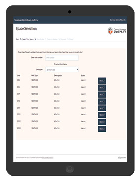 tablet screen of online reservations in Storman
