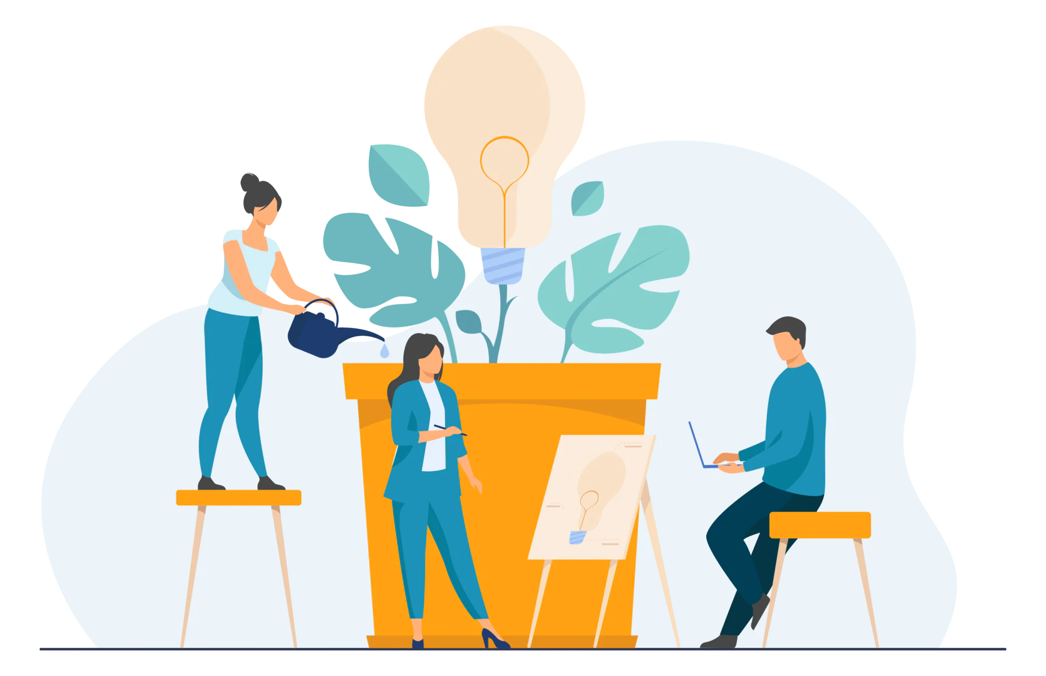 People surround lightbulb